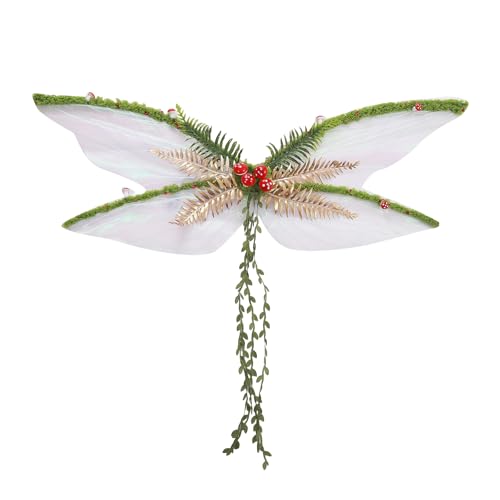Qianderer Feenflügel für Erwachsene und Frauen, Schmetterlingsflügel mit künstlichen Blumen, Ranken, funkelnde Feenflügel für Halloween, Cosplay-Zubehör (Schwarz, Einheitsgröße) von Qianderer
