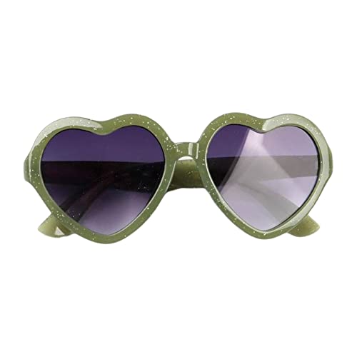 Qianderer Herzförmige Sonnenbrille für Mädchen, Retro-Stil, Tintengrün, Einheitsgröße von Qianderer