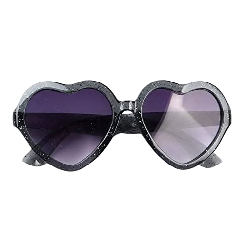 Qianderer Herzförmige Sonnenbrille für Mädchen – Herzbrille Retro (Schwarz Grau, Einheitsgröße) von Qianderer
