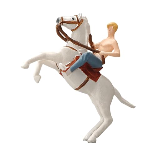Qianly 1/64 Menschen Modell Miniatur Harz Figur DIY Layout Winziger Mann im Maßstab 1:64 zu Pferd für Modelleisenbahnen Puppenhaus Dekor von Qianly