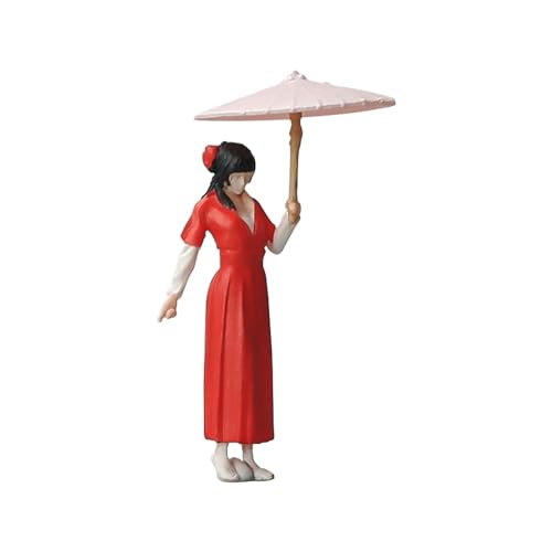 Qianly 1:64 Ancient Customs Girl Figur Miniaturmodell Minipuppe für Zugmodell Feengarten Bausätze Layoutzubehör, Rot von Qianly