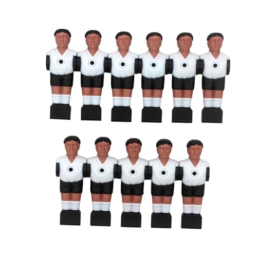 Qianly 11x Tischfußball Männer Tischfußball Jungs Statue Teil Leichte Zubehör Tischfußball Spieler Fußball für Sport Begeisterte, Schwarzes Haar und Weiß von Qianly