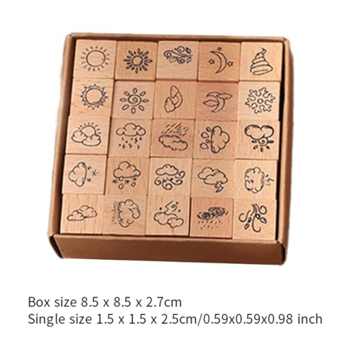 Qianly 25pcs Mini Briefmarken Holzstempelstempel Diary Stamp Set Holzmarken für Journaling Card Making, Wetter Qianly 25pcs Mini Briefmarken Holzstempelstempel Diary Stamp Set Holzmarken für Journaling Card Making, Wetter von Qianly
