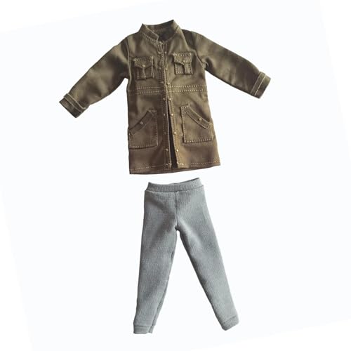 Qianly 2X modisches 1/12-Trenchcoat- und Hosenkostüm, Miniaturkleidung, handgefertigte Puppenkleidung für 6-Zoll-Männersoldatenfiguren Zubehör von Qianly