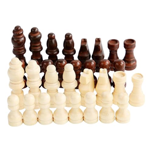 Qianly 32 Stück Holzschachfiguren, Figurenfiguren, Schachspielfiguren, Schachfiguren für Kinder, Erwachsene, m von Qianly