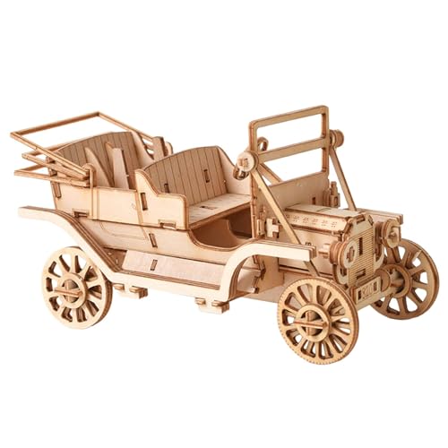 Qianly 3D-Holzpuzzle, Modellauto-Bausätze, Vintage-Auto-Sammelobjekte, Kreativität, Retro-Auto-Modellbau, für Dekoration, Geschenk, Urlaub von Qianly