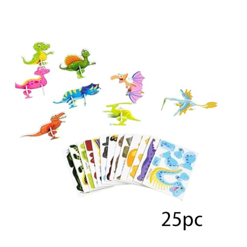 Qianly 3D Tier Puzzle, Lernspielzeug für Kinder, Kreatives Geschenk, Motoriktraining Tierische Herausforderung für Kleine, Dinosaurier von Qianly