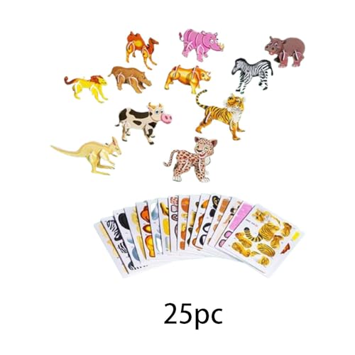 Qianly 3D Tier Puzzle, Lernspielzeug für Kinder, Kreatives Geschenk, Motoriktraining Tierische Herausforderung für Kleine, Tiere von Qianly