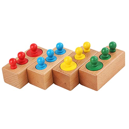 Qianly 4 Stück Montessori Zylinder mit Knöpfen Holzspielzeug für Zuhause, Bunt Qianly 4 Stück Montessori Zylinder mit Knöpfen Holzspielzeug für Zuhause, Bunt von Qianly
