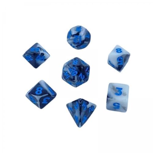 Qianly 5x7 Stück Tragbare Polyeder Würfel Set Mehrfarbige Würfel Set für Brettspiel Blau von Qianly