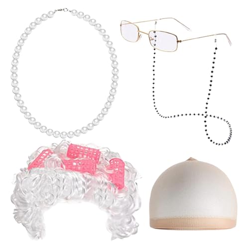 Qianly Alte Lady Kostüm Set Eyeeglass Retainer -Kette für Rollenspiele der Bühnenleistung von Qianly