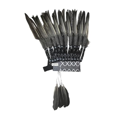 Qianly American Chief Indian Feather Headdress Creative Stirnband für Die Bühnenperformance, Grau schwarz Qianly American Chief Indian Feather Headdress Creative Stirnband für Die Bühnenperformance, Grau schwarz von Qianly