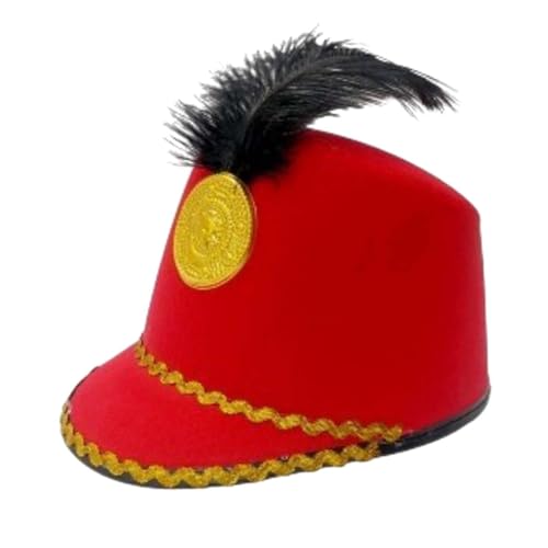 Qianly Amerikanische Blaskapelle Hut Band Major Hut Drum Major Hut mit Feder für Party Weihnachten, Rot von Qianly