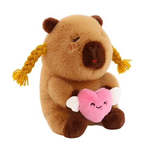Qianly Capybara Stofftier, Capybara Plüschtier, süßes realistisches Capybara Spielzeug, Geschenk zum Geburtstag, Heimdekoration, Herz von Qianly