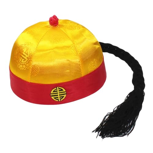 Qianly Chinesischer orientalischer Hut, Kaiserhut, Mandarine, asiatischer Hut mit Pferdeschwanz, Bühnenaufführungs-Requisiten für Fotografie-Themenparty, 59 bis 60 cm von Qianly