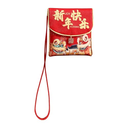 Qianly Chinesisches Neujahr Red Envelope Rottasche Praktisches Traditionelles Rotes Paket Hong Bao, mit Lanyard von Qianly