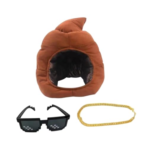 Qianly Cosplay -Poop -Hut -Poop -geformter Hut für Dress -up -Geburtstagsurlaub, mit Brillenkette von Qianly
