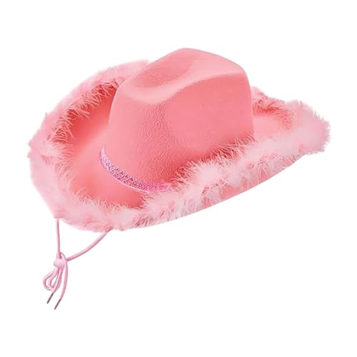 Qianly Cowboyhut Feder Cowgirl Hut für Rollenspielbühne Performance, Rosa Qianly Cowboyhut Feder Cowgirl Hut für Rollenspielbühne Performance, Rosa von Qianly