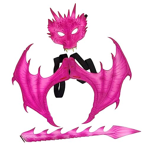 Qianly Dinosauriermasken-Flügel-Sets, Drachenkostüm für Kinder, Halloween, Rollenspiel, Drachenflügel-Kostüm für Nachtclub-Partygeschenke, Rot von Qianly