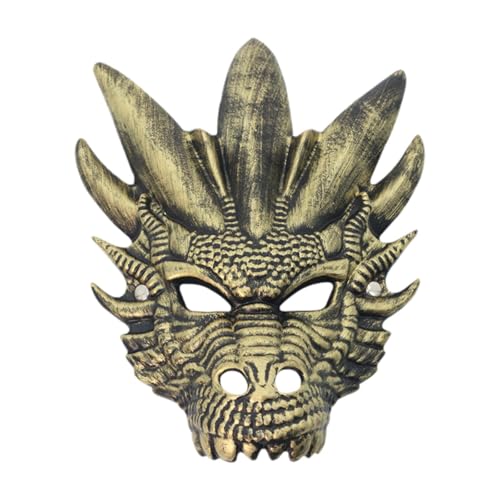 Qianly Dragon Cosplay Requisiten Halloween Maske für Karnevals -Prom Nacht Club Geburtstag, Gold von Qianly