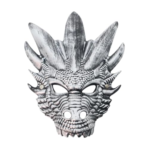 Qianly Dragon Cosplay Requisiten Halloween Maske für Karnevals -Prom Nacht Club Geburtstag, Silber von Qianly