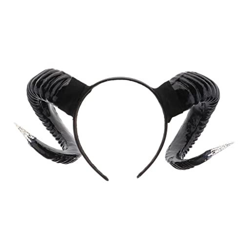 Qianly Elegantes Damen Stirnband in Schwarz mit Schafhorn-Optik von Qianly