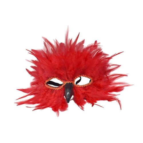 Qianly Federmask Fantasy Face Maske für Mardi Gras Nightclub mittelalterlicher Ostern, Rot von Qianly