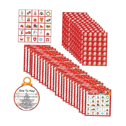 Qianly Feiertagsspiel 24 Weihnachts Bingo Spielkarten für Freunde Und Familie Qianly Feiertagsspiel 24 Weihnachts Bingo Spielkarten für Freunde Und Familie von Qianly