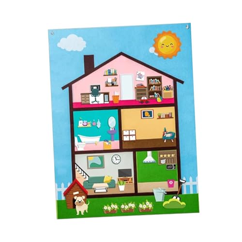 Qianly Filz Busy Board Farbe Wahrnehmung Montessori Spielzeug Storytelling Board für Reise Kinder, Haus von Qianly