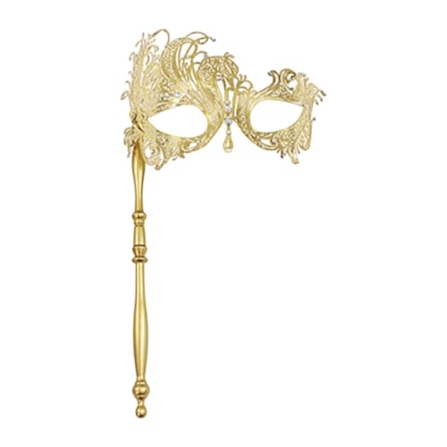 Qianly Frauen Maskerade Maske mit Holding Stick Party Maske Kostüm Requisite für Dekor Cosplay, Gold von Qianly