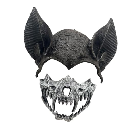 Qianly Halloween-Fledermaus-Kostümmaske, bequem für Erwachsene und zur Geburtstagsparty, Schwarz Und Silber von Qianly