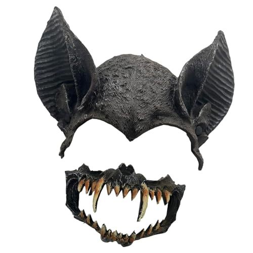 Qianly Halloween-Fledermaus-Kostümmaske, bequem für Erwachsene und zur Geburtstagsparty, Schwarz Qianly Halloween-Fledermaus-Kostümmaske, bequem für Erwachsene und zur Geburtstagsparty, Schwarz von Qianly