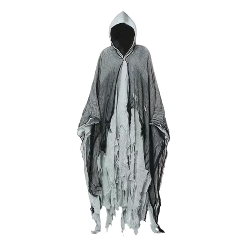 Qianly Halloween Robe Umhang Zauberer Umhang für Themenparty Männer & Frauen Unisex, Grau von Qianly