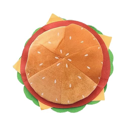 Qianly Hamburger-Hut, Kostümzubehör, lässiger Partyhut, Cheeseburger-förmige Kappe, Beanie für Erwachsene und Kinder, Bühnenauftritt von Qianly