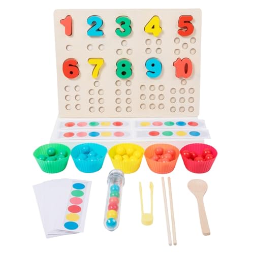 Qianly Hölzerne Regenbogenkugeln in Tassen, Reagenzglas-Spielzeug, Clip-, Montessori-Spielzeug für Kinder von Qianly