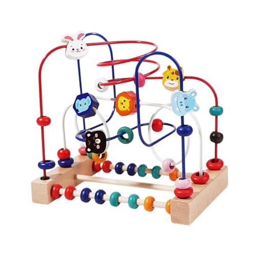 Qianly Holzperlen-Labyrinth-Spielzeug, Bunte Achterbahn, pädagogisches Spielzeug, pädagogisches Kreisspielzeug aus Holz für Kinder, 22.5x14.5x21cm von Qianly