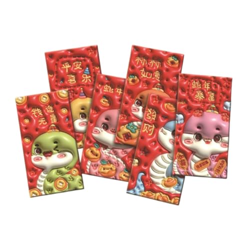 Qianly Hongbao 6 X 3D Big Head Snake Rot Umschläge, Rote Pakete, Geschenke, Kreative Geschenke, Leichte Chinesische Glücksgeld Umschläge von Qianly