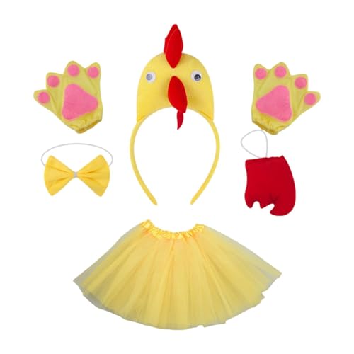 Qianly Huhn Kostüm Ostern für Thanksgiving Halloween Cosplay Prop Mädchen, Gelb mit Rotem Schwanz von Qianly