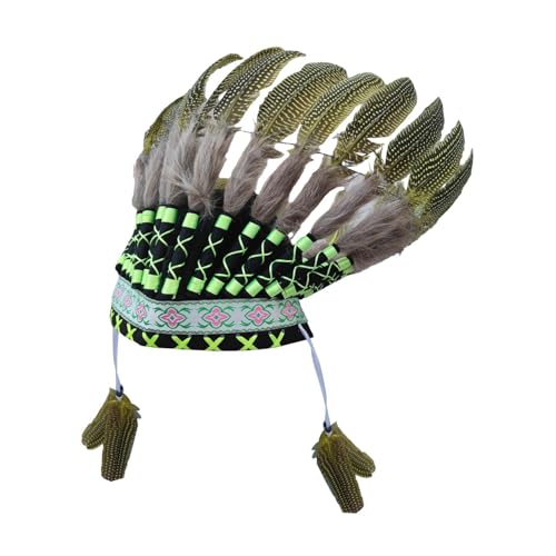 Qianly Indianerhut mit Federstirnband für Maskerade-Feiertagsvorstellung, GrÜn von Qianly