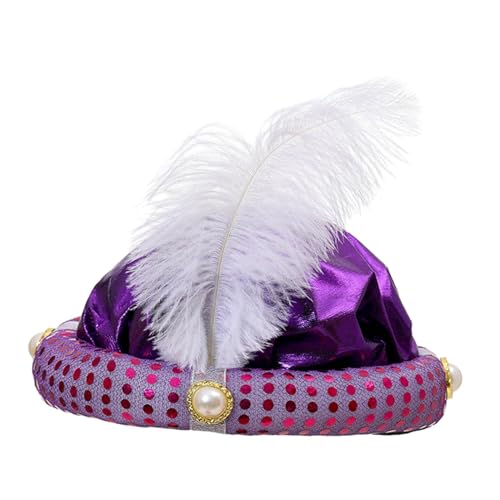 Qianly Indische Sultan-Turban-Hüte, Kopftuch, Kopfschmuck, Prinzenhut, Sultan-Hut für Karneval, Halloween, Erwachsene, Bühnenshow, lila von Qianly