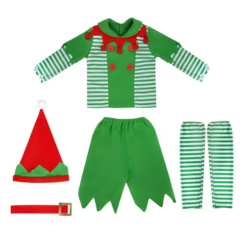 Qianly Kinder Weihnachts Elfenkostüm Set mit Elfenhut Gürtel für Partygeschenke, M Qianly Kinder Weihnachts Elfenkostüm Set mit Elfenhut Gürtel für Partygeschenke, M von Qianly