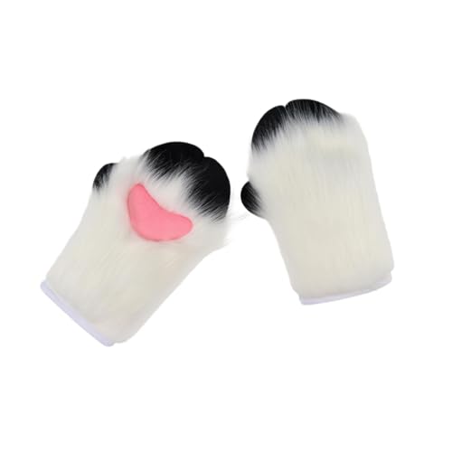 Qianly Krallenhandschuhe Hände Pfotenhandschuhe für Nachtclub Party Rollenspiele Halloween, Weiß Schwarz von Qianly