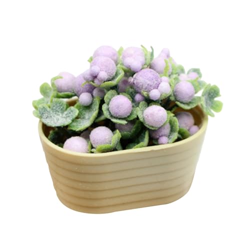 Qianly Künstliche Mini-Topf-Miniatur-Puppenhauspflanze, Puppenhaus-Zubehör für Puppenhaus-Dekor im Maßstab 1/6 und 1/12, violett von Qianly