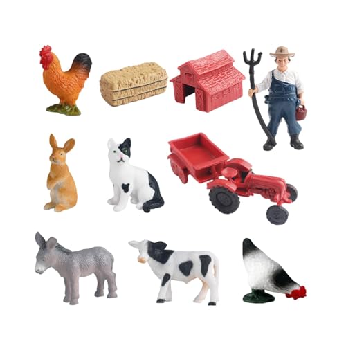 Qianly Mini-Scheunen-Bauernhof-Spielzeug-Spielset, Lernspielzeug für Kinder, Bauernhof-Tiere-Figuren-Set für Jungen und Mädchen im Alter von 3–12 Jahren, 10 Stück Stil B von Qianly