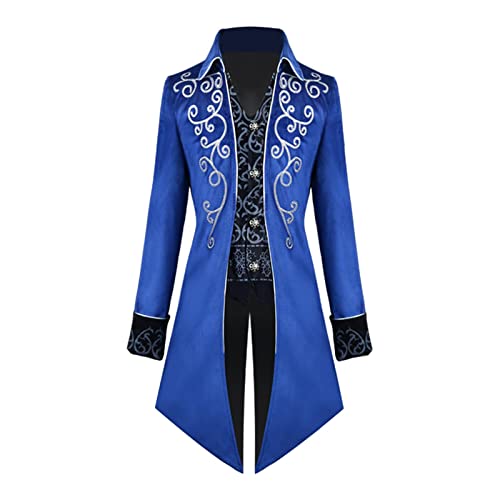 Qianly Mittelalterlicher Frack für Herren Und Damen Im Steampunk Stil für Kostümpartys, Blau, S Qianly Mittelalterlicher Frack für Herren Und Damen Im Steampunk Stil für Kostümpartys, Blau, S von Qianly