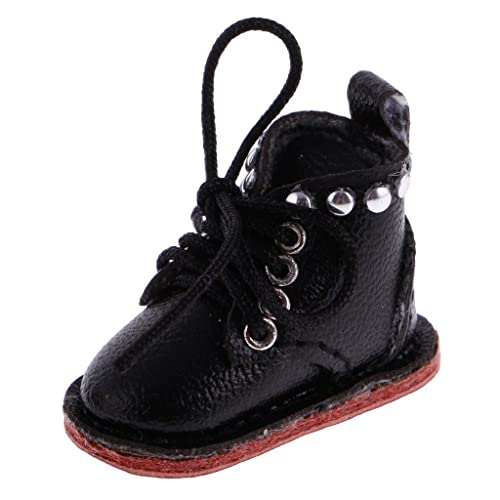 Qianly Paar Süße PU Stiefel Schuhe Passend für 12'' Blythe Doll Dress Up, Schwarz Qianly Paar Süße PU Stiefel Schuhe Passend für 12'' Blythe Doll Dress Up, Schwarz von Qianly