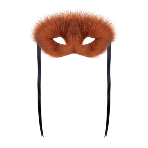 Qianly Pelzfuchs Gesichtsmaske Requisiten venezianische Partymaske für Nachtclub Dress Up Maskerade, Braun von Qianly