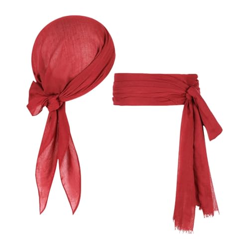 Qianly Piraten Kostüm Set, Piraten Turban Schärpe, Cosplay Kostüm Requisiten für Herren, Rot Qianly Piraten Kostüm Set, Piraten Turban Schärpe, Cosplay Kostüm Requisiten für Herren, Rot von Qianly