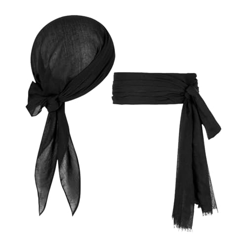 Qianly Piraten Kostüm Set, Piraten Turban Schärpe, Cosplay Kostüm Requisiten für Herren, Schwarz Qianly Piraten Kostüm Set, Piraten Turban Schärpe, Cosplay Kostüm Requisiten für Herren, Schwarz von Qianly