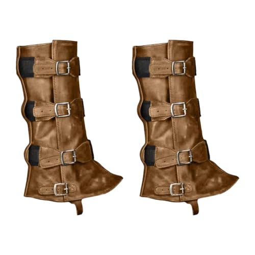 Qianly Piratenstiefel Cover Covers Stiefel Cover, Gothic, PU für Männer, Accessoires Beinabdeckungen Mittelalterliche Schuhe Cover für Outdoor, Braun von Qianly